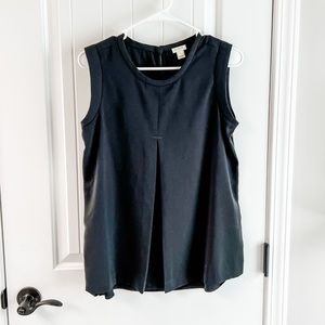 J. Crew Black Pleated Front Tank Top Blouse Size 2